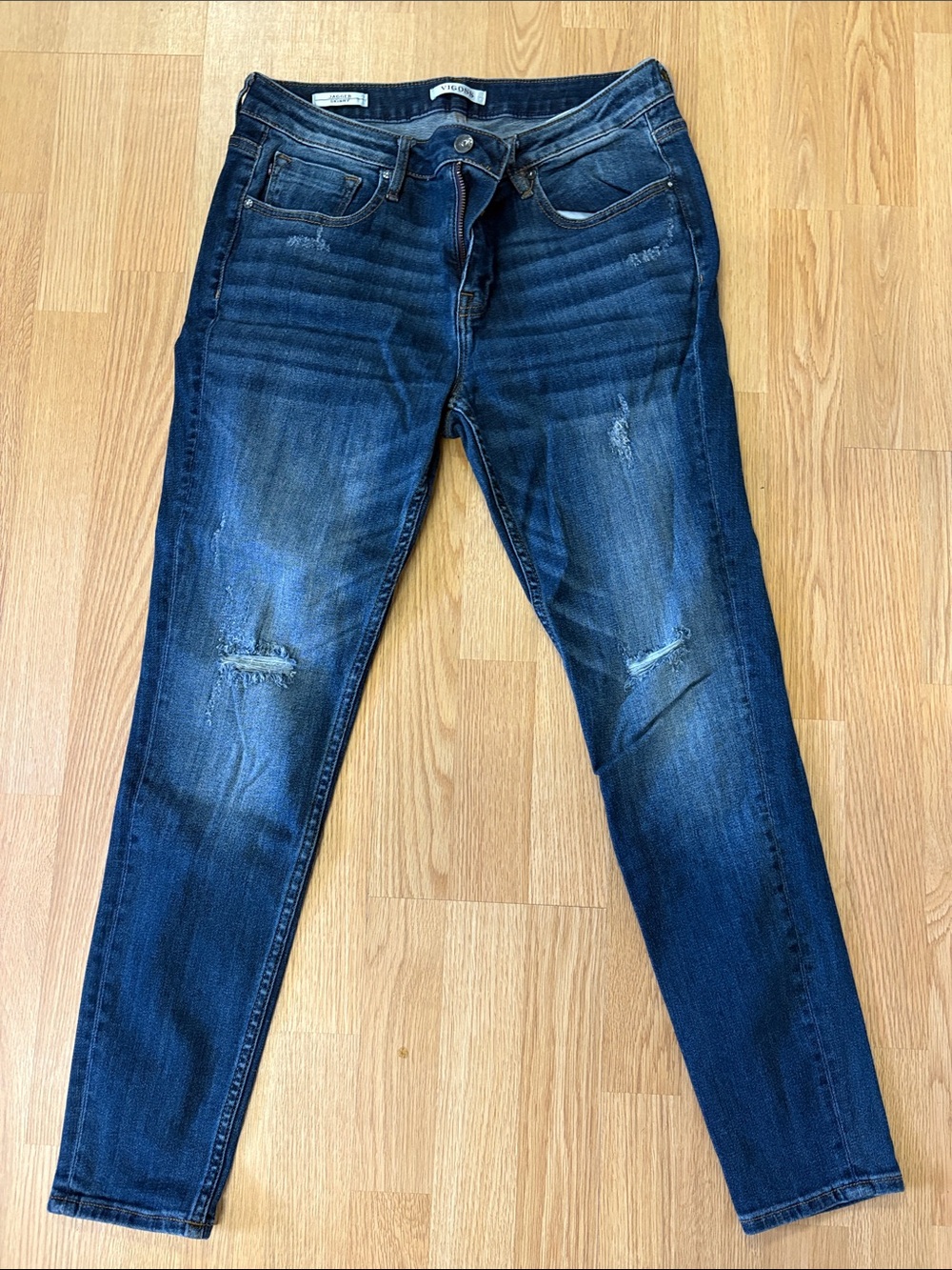 Vigoss Women's Dark Blue Skinny Jeans with Light Distressing sz31